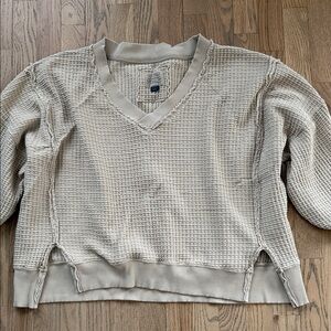 American eagle oversized Beige V-Neck Women's Sweater